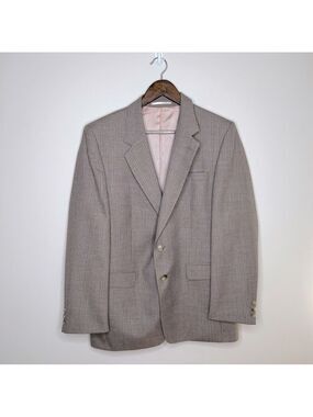 Oversized Professional Blazer with Light Shoulder Pads Brown Pinstriped Large